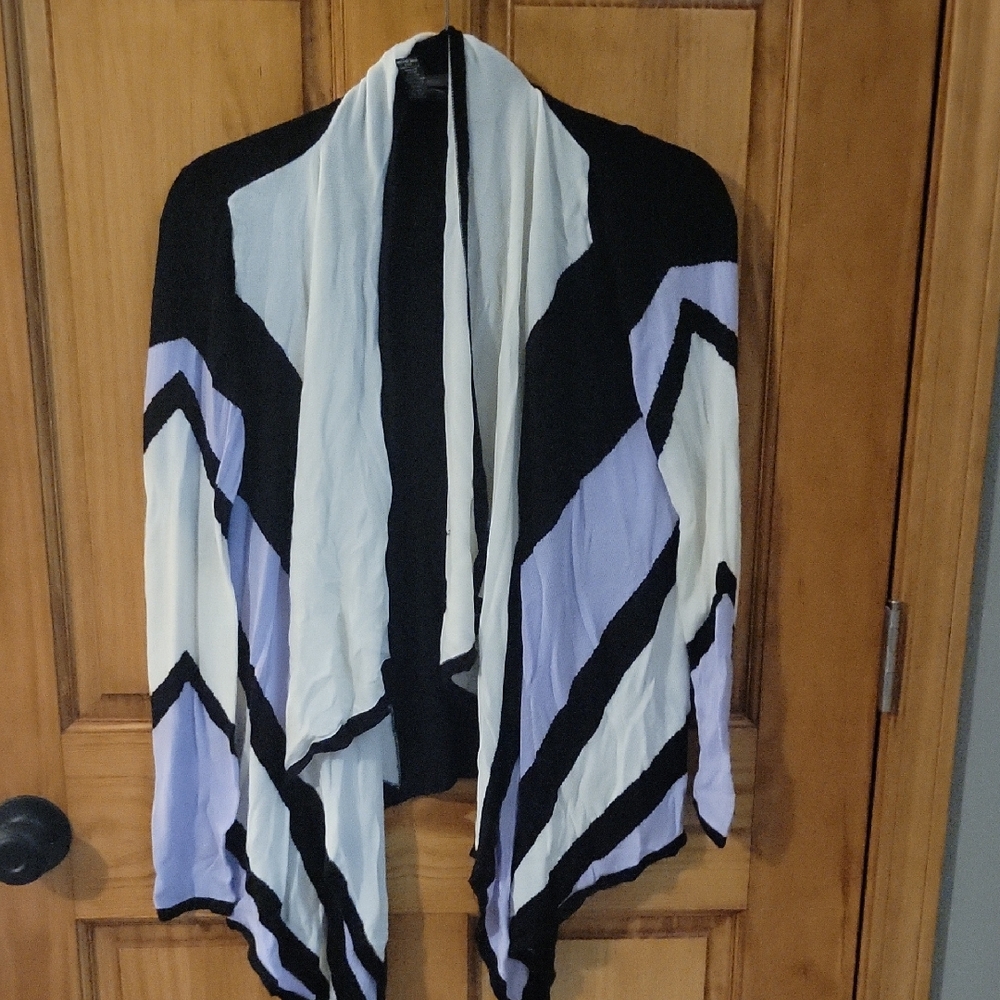 INC International Concepts Black, White, and Purple Cardigan